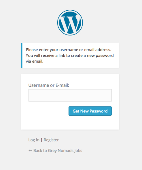 Password reset form requesting an email address