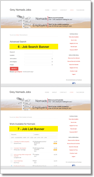 Example advertising placement in Grey Nomads Jobs search results