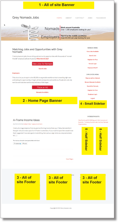 Examples of advertising spaces on Grey Nomads Jobs